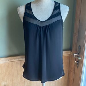 Pleione black silky hi-lo blouse